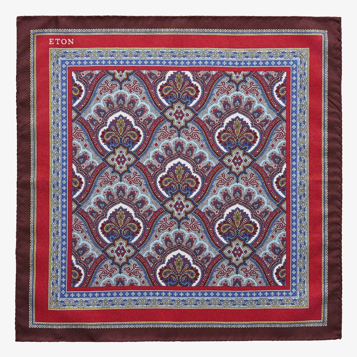 Eton red paisley silk pocket square