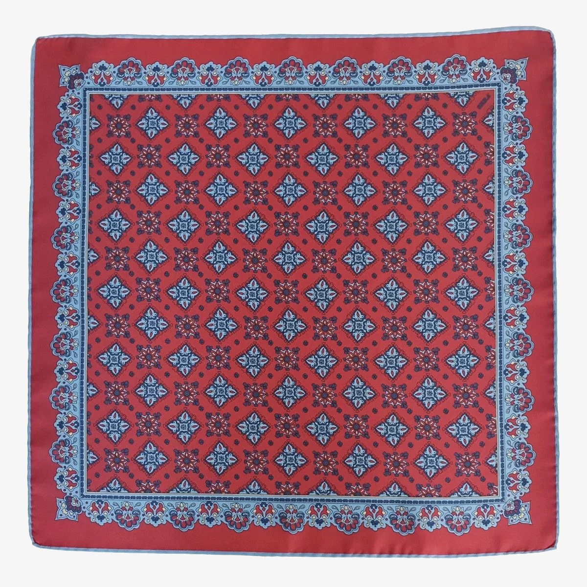 Serà Fine Silk Amarone raudona ir mėlyna šilkinė švarko nosinaitė