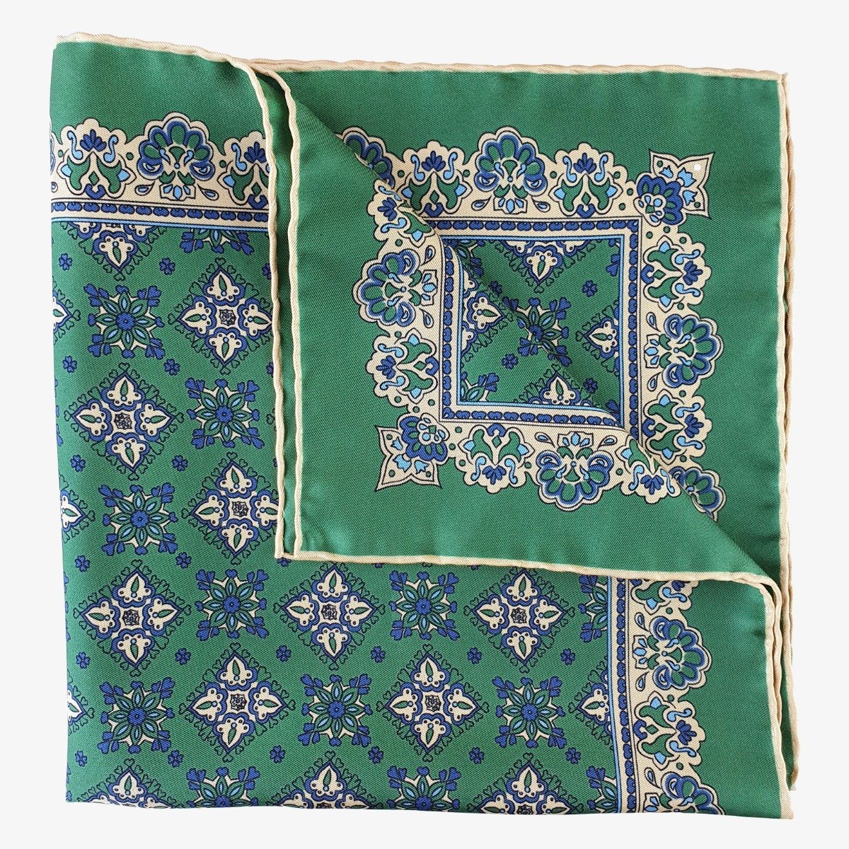 Serà Fine Silk Amarone Moss green silk pocket square
