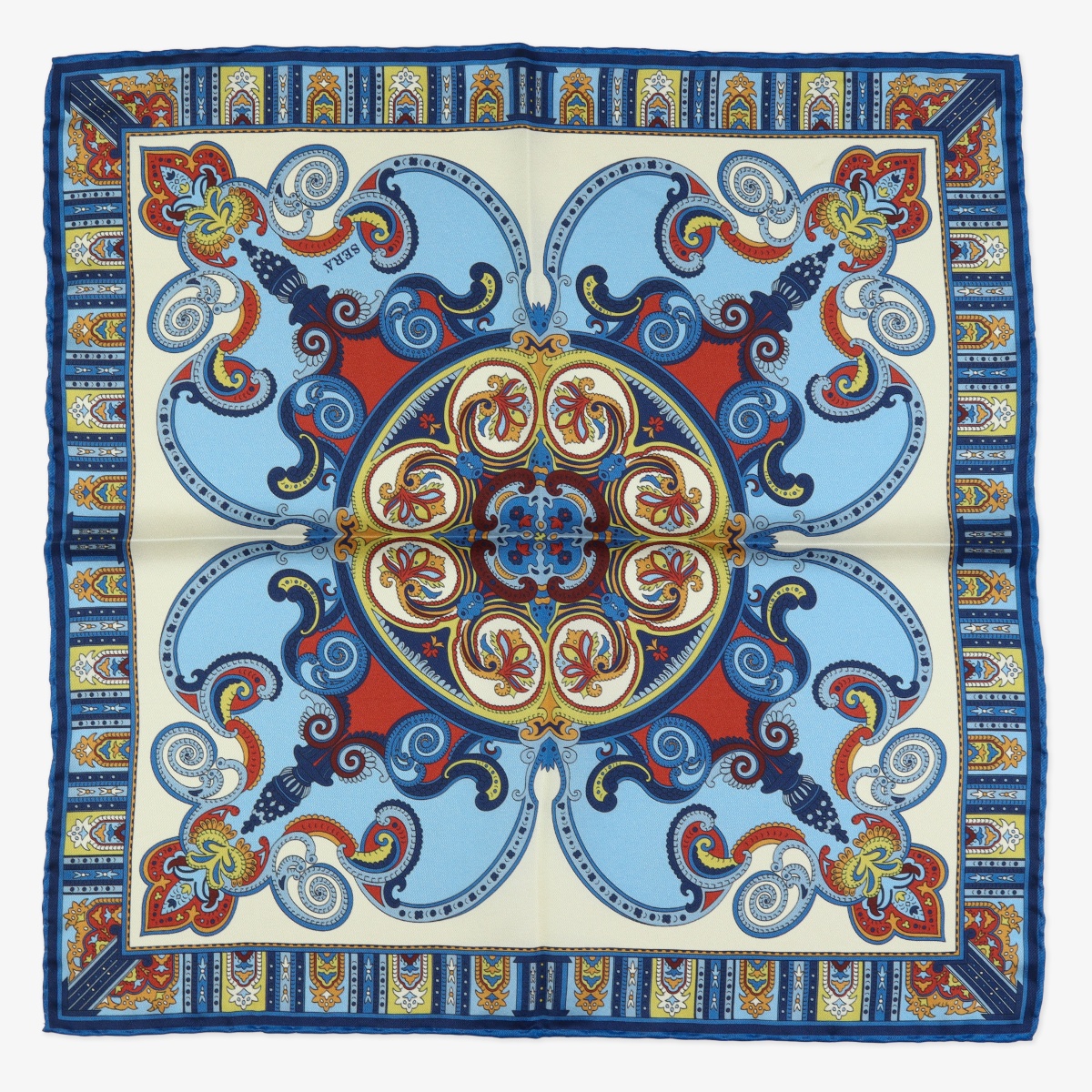 Serà Fine Silk Bari light blue silk pocket square