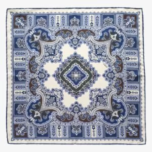 Serà Fine Silk Barolo mėlyna ir balta šilkinė švarko nosinaitė