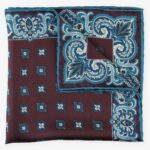 Serà Fine Silk Elleboro burgundy blue silk pocket square