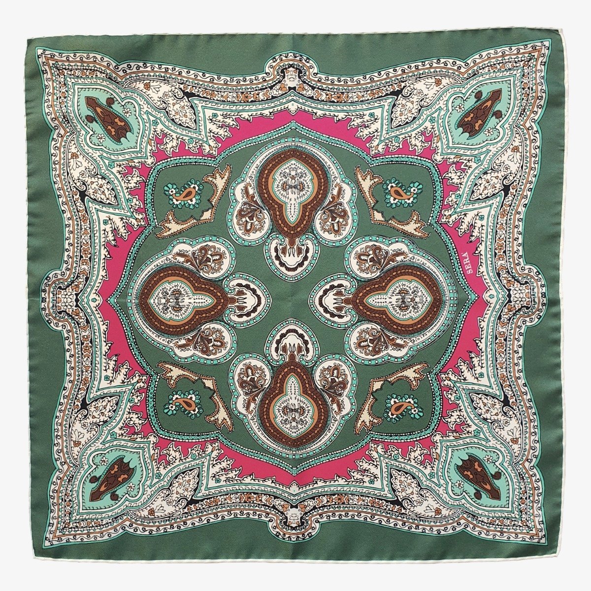 Serà Fine Silk Lipari žalia šilkinė švarko nosinaitė