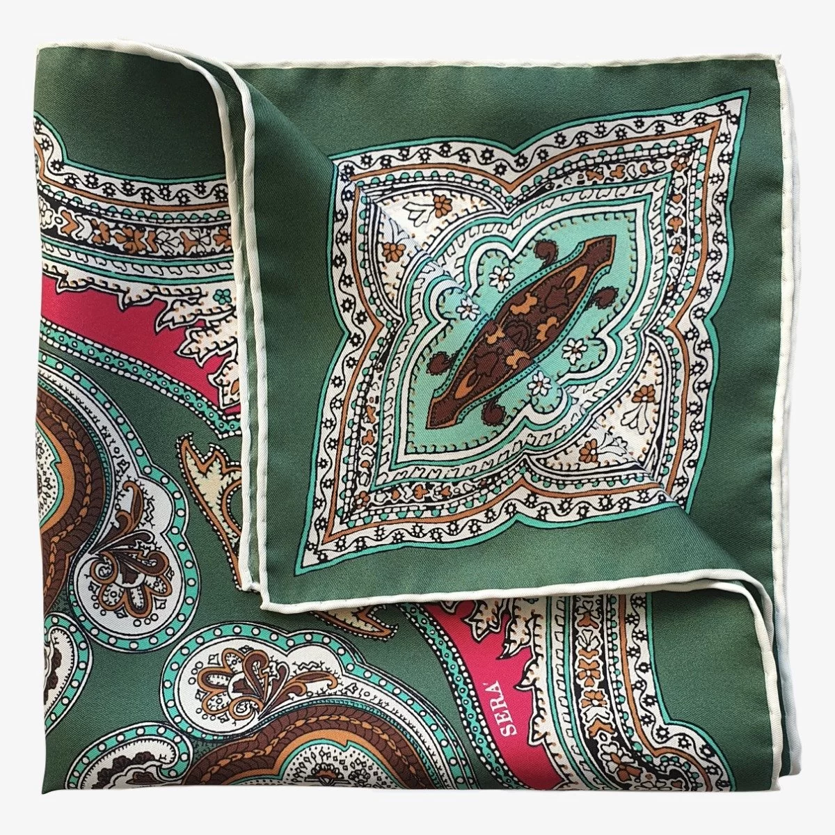 Serà Fine Silk Lipari žalia šilkinė švarko nosinaitė