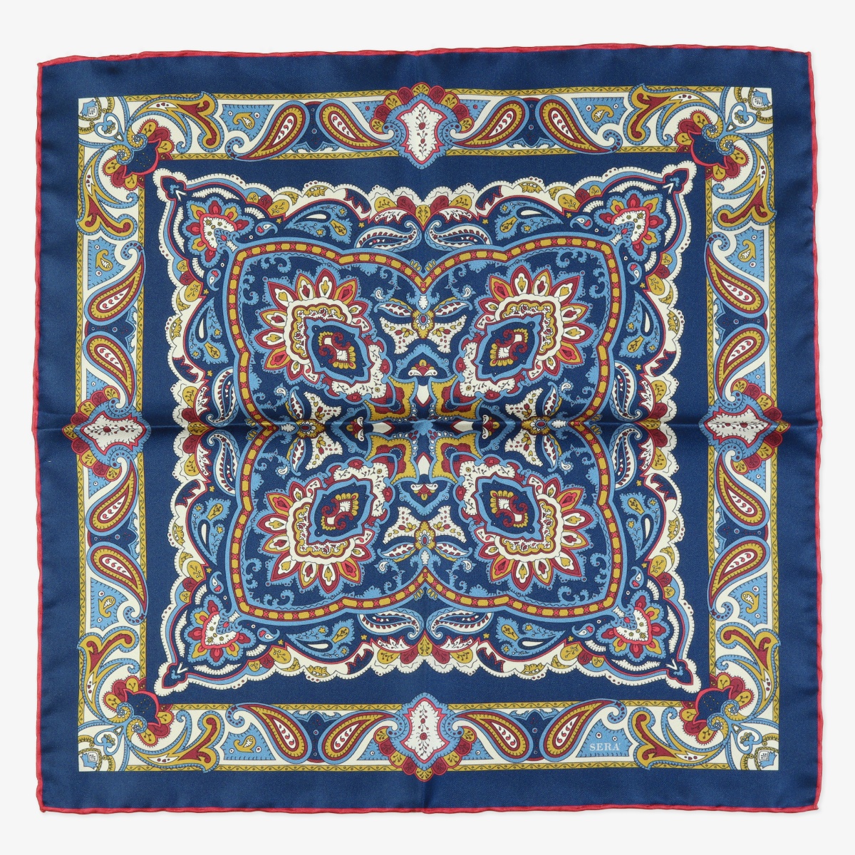 Serà Fine Silk Mediterranean blue silk pocket square