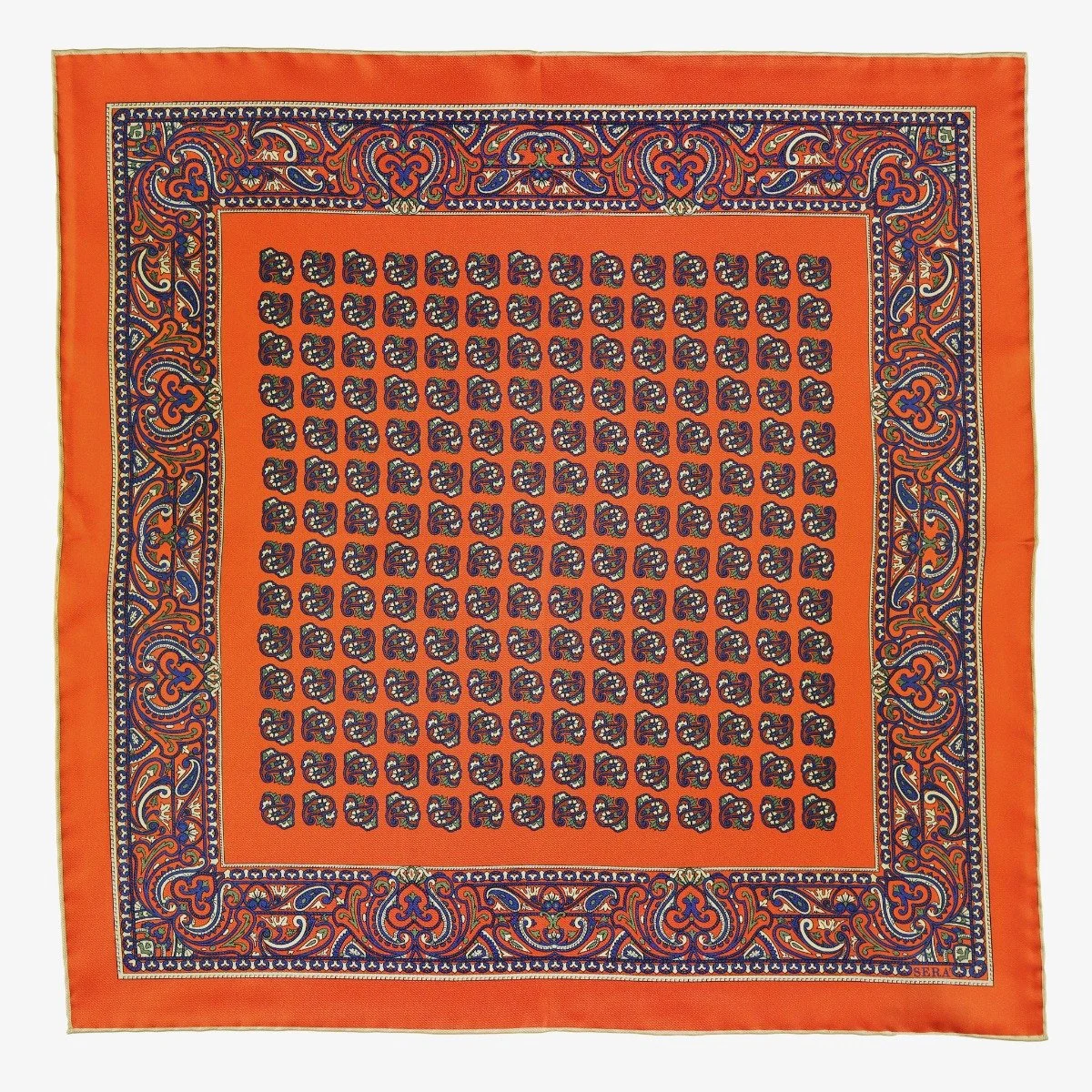 Serà Fine Silk Montepulciano Cinnamon orange silk pocket square