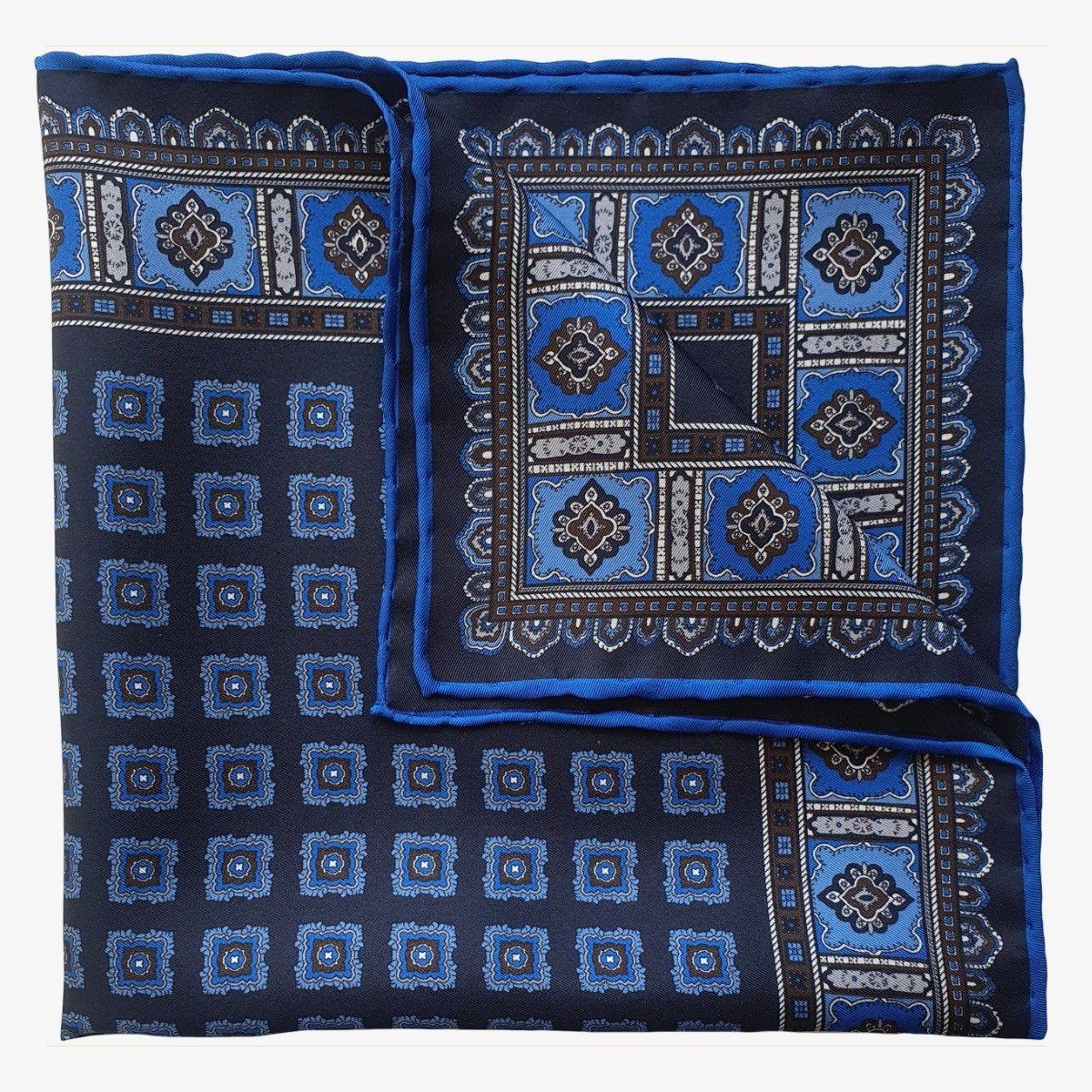 Serà Fine Silk Primitivo Blueberry blue silk pocket square