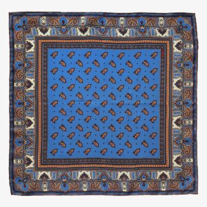 Serà Fine Silk Recioto Tobacco blue and brown silk pocket square