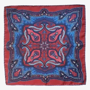 Serà Fine Silk Ripasso Blackberry blue and red silk pocket square