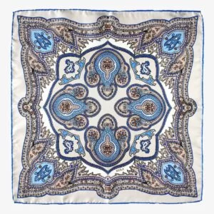 Serà Fine Silk Salina pilka ir mėlyna šilkinė švarko nosinaitė