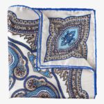 Serà Fine Silk Salina pilka ir mėlyna šilkinė švarko nosinaitė