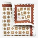 Serà Fine Silk white and orange linen pocket square