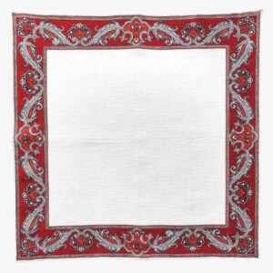 Serà Fine Silk white with red edges linen pocket square