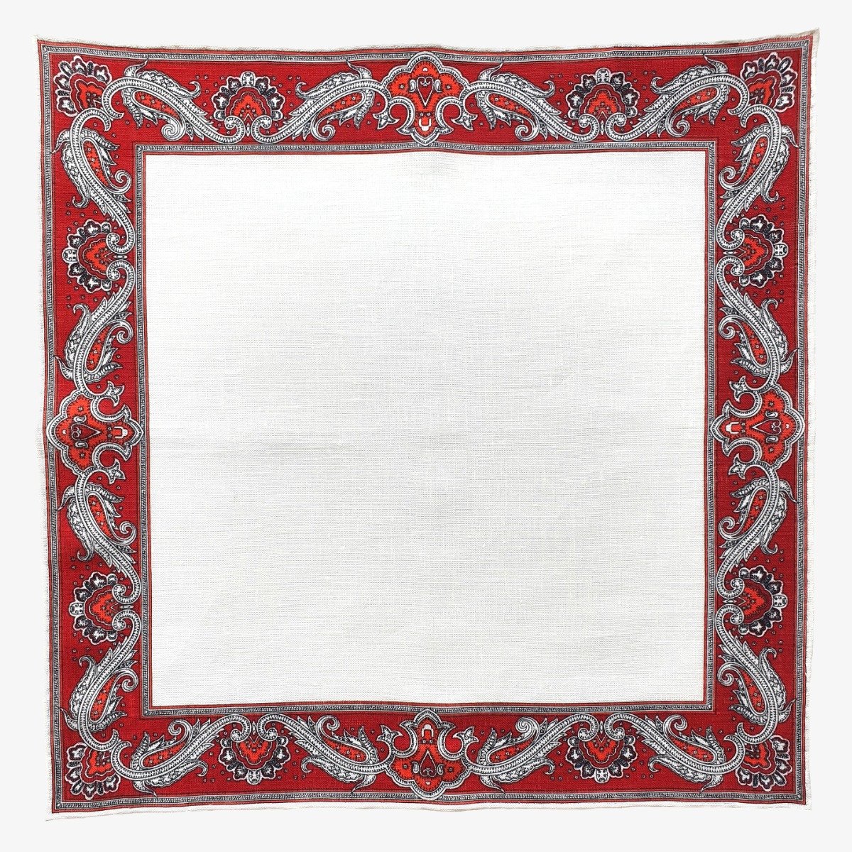 Serà Fine Silk balta su raudonais kraštais lininė švarko nosinaitė