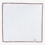 Shibumi Firenze white with burgundy edges linen pocket square