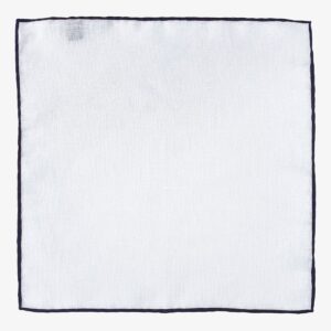 Shibumi Firenze white with navy edges linen pocket square