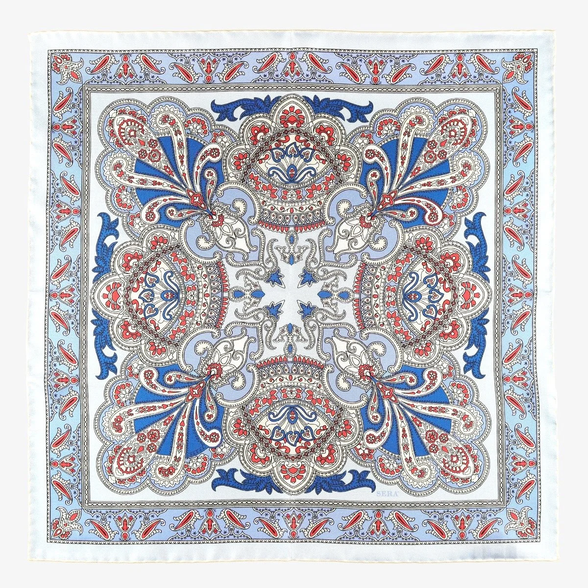 Serà Fine Silk Torcello šviesiai mėlyna šilkinė švarko nosinaitė