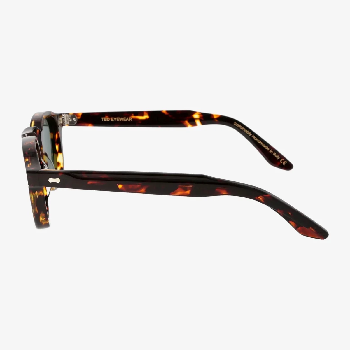 TBD Eyewear Cord saulės akiniai tamsiai rudais rėmeliais ir žaliais lęšiais