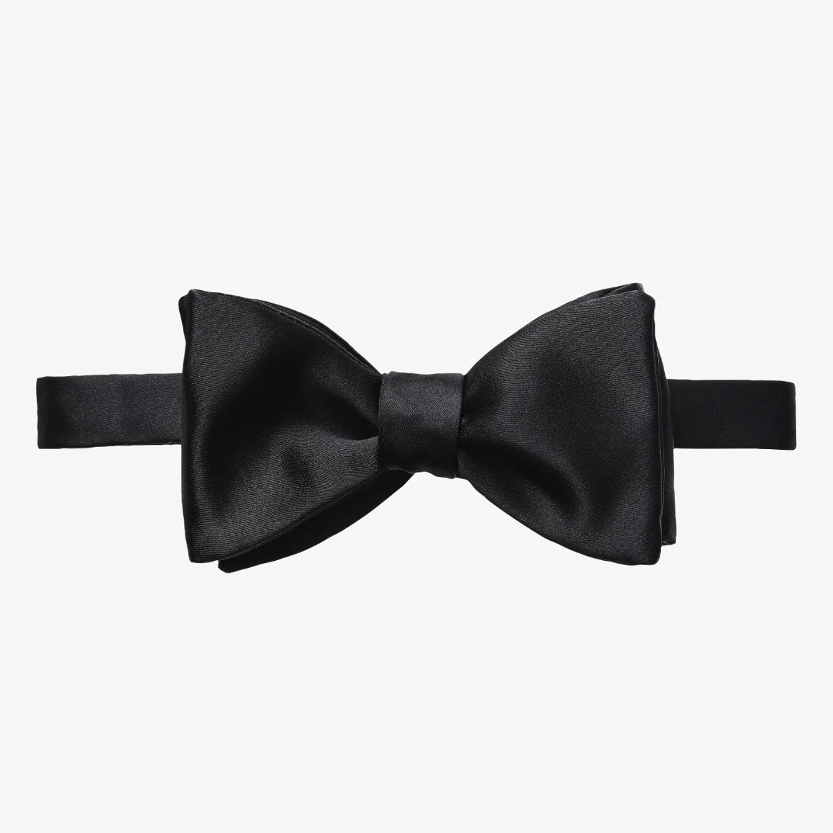 Eton black silk satin bow tie - self tied