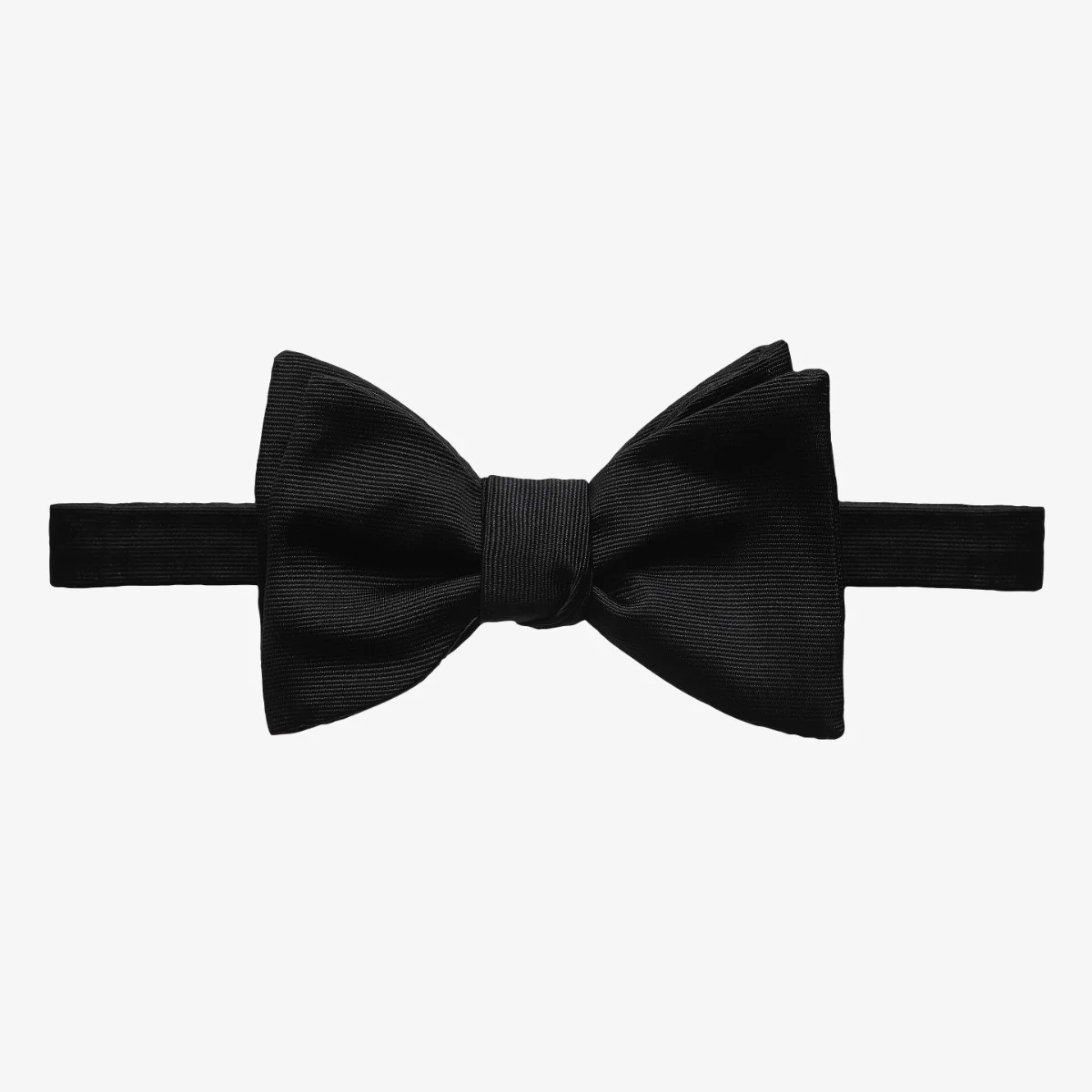 Eton black silk twill bow tie - self tied