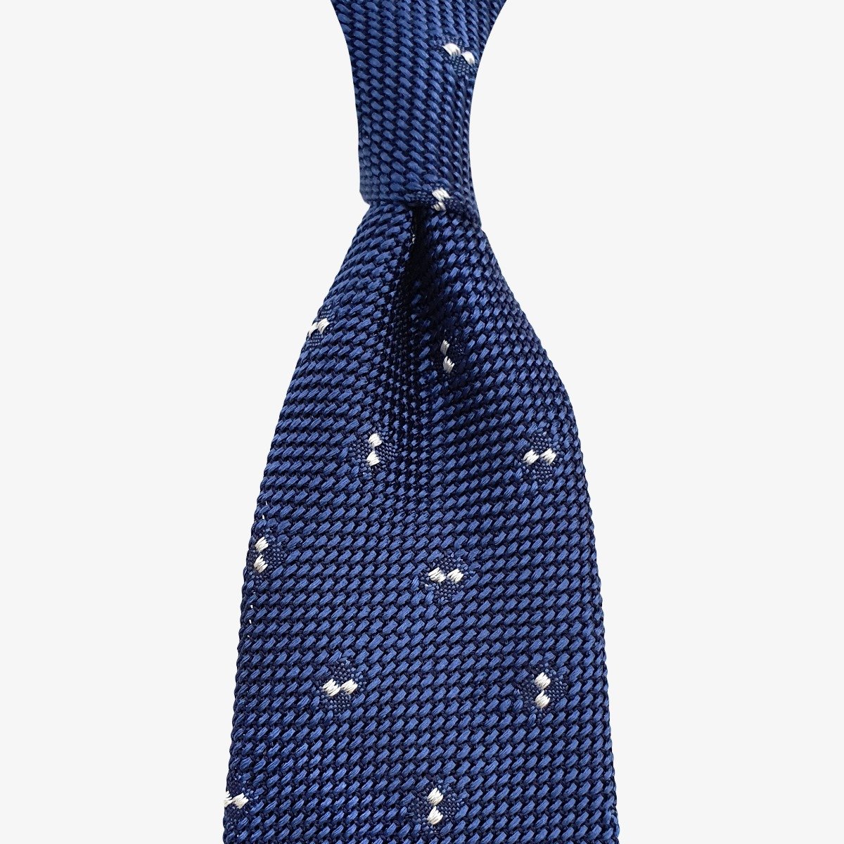 Serà Fine Silk blue grenadine silk tie with white dots