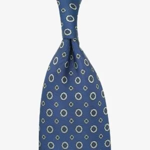 Serà Fine Silk blue blue silk tie with grey flowers