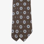 Serà Fine Silk brown silk tie with white floral pattern