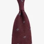 Serà Fine Silk burgundy grenadine silk tie with white squares