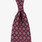 Serà Fine Silk burgundy silk tie with grey floral pattern