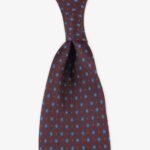 Serà Fine Silk mahogany silk tie with blue circle pattern