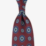 Serà Fine Silk burgundy silk tie with blue floral pattern