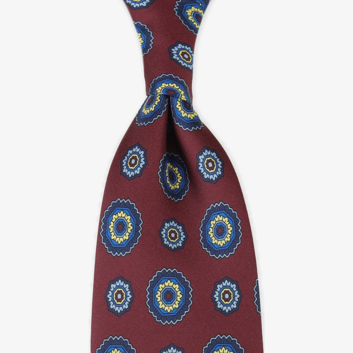 Serà Fine Silk burgundy silk tie with blue floral pattern