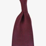 Serà Fine Silk tamsiai raudonas šilkinis kaklaraištis su taškeliais