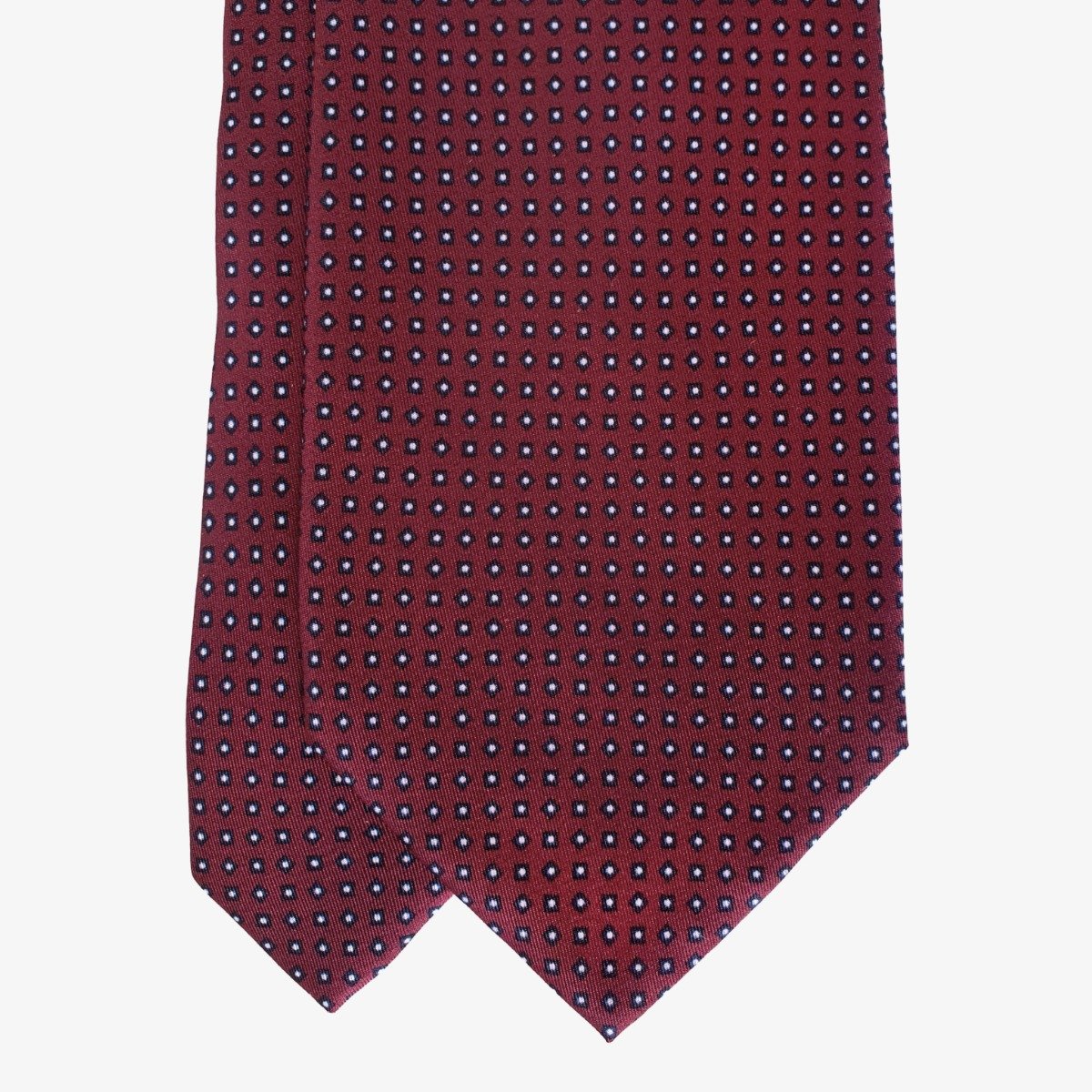 Serà Fine Silk tamsiai raudonas šilkinis kaklaraištis su taškeliais