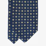 Serà Fine Silk dark blue silk tie with white and grey floral pattern