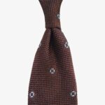Serà Fine Silk dark brown grenadine silk tie with white squares