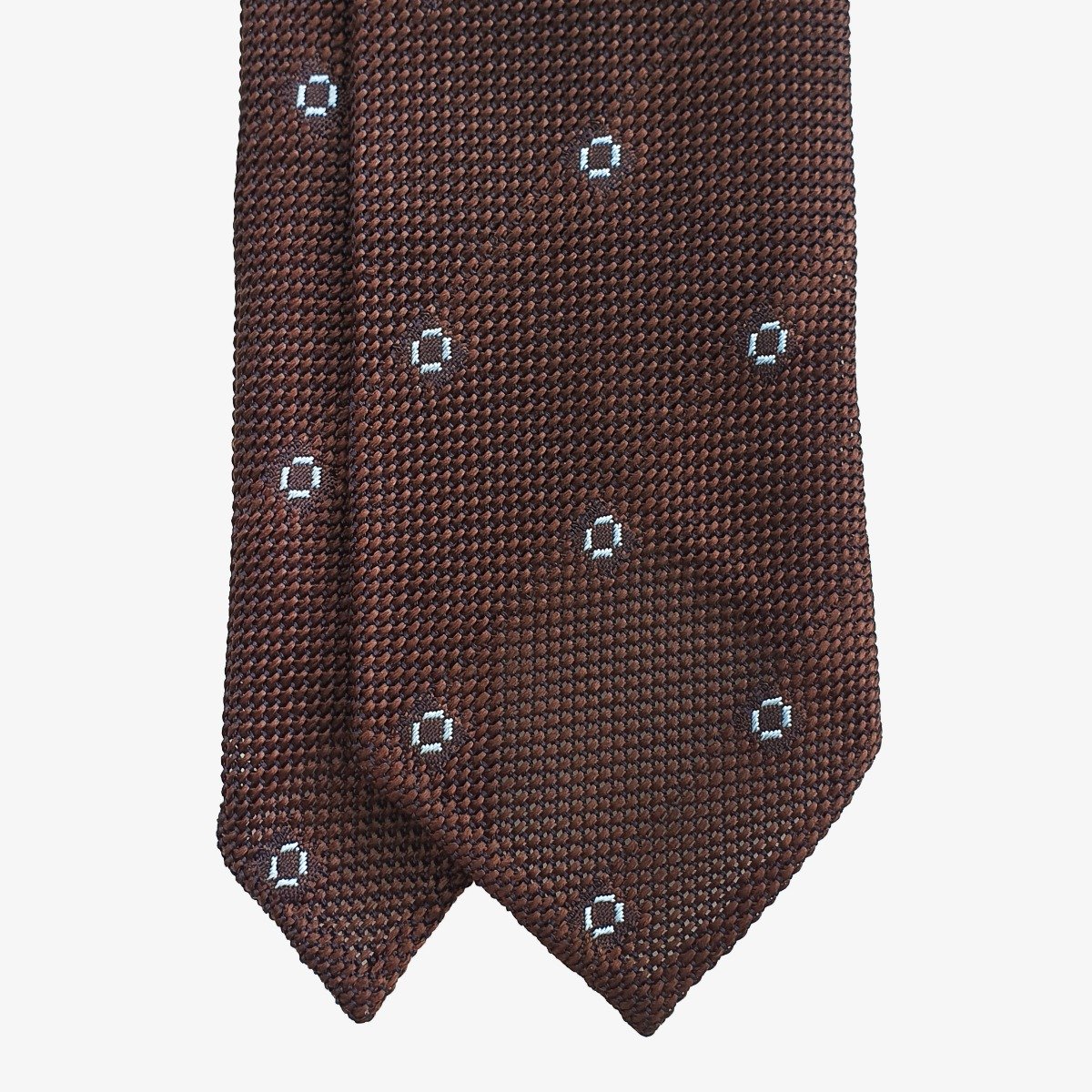 Serà Fine Silk dark brown grenadine silk tie with white squares