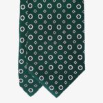 Serà Fine Silk tamsiai žalias šilkinis kaklaraištis su baltų gėlių raštu