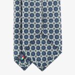 Serà Fine Silk light blue silk tie with navy and green floral pattern
