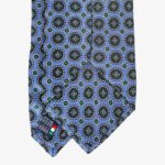 Serà Fine Silk light blue silk tie with green circles