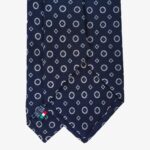 Serà Fine Silk navy blue silk tie with grey flowers
