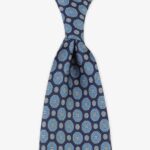 Serà Fine Silk navy silk tie with blue medallion pattern