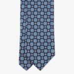 Serà Fine Silk navy silk tie with blue medallion pattern