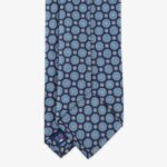 Serà Fine Silk navy silk tie with blue medallion pattern
