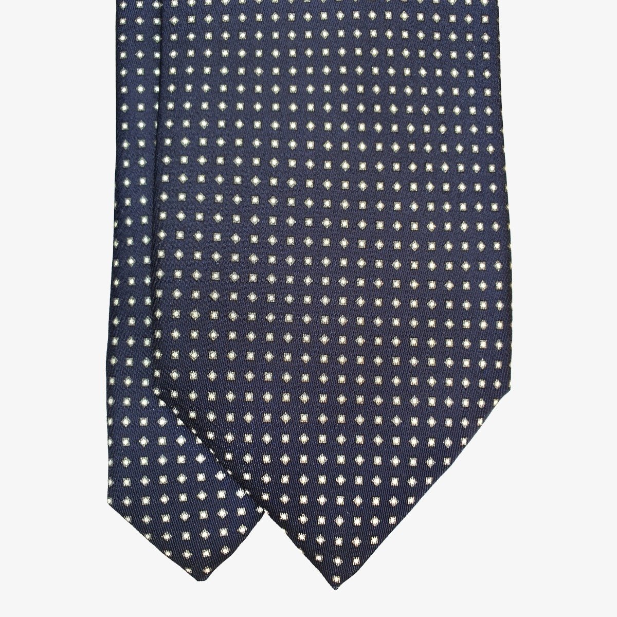 Serà Fine Silk navy blue silk tie with white polka dots