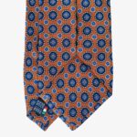 Serà Fine Silk oranžinis šilkinis kaklaraištis su apskritimų raštu