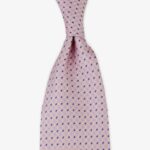 Serà Fine Silk pink silk tie with blue dots