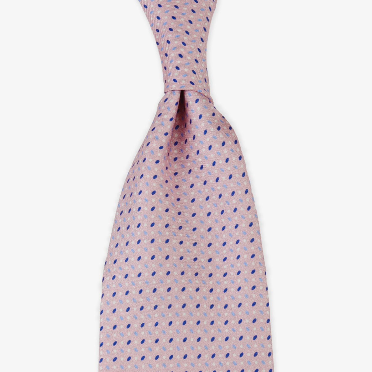 Serà Fine Silk pink silk tie with blue dots
