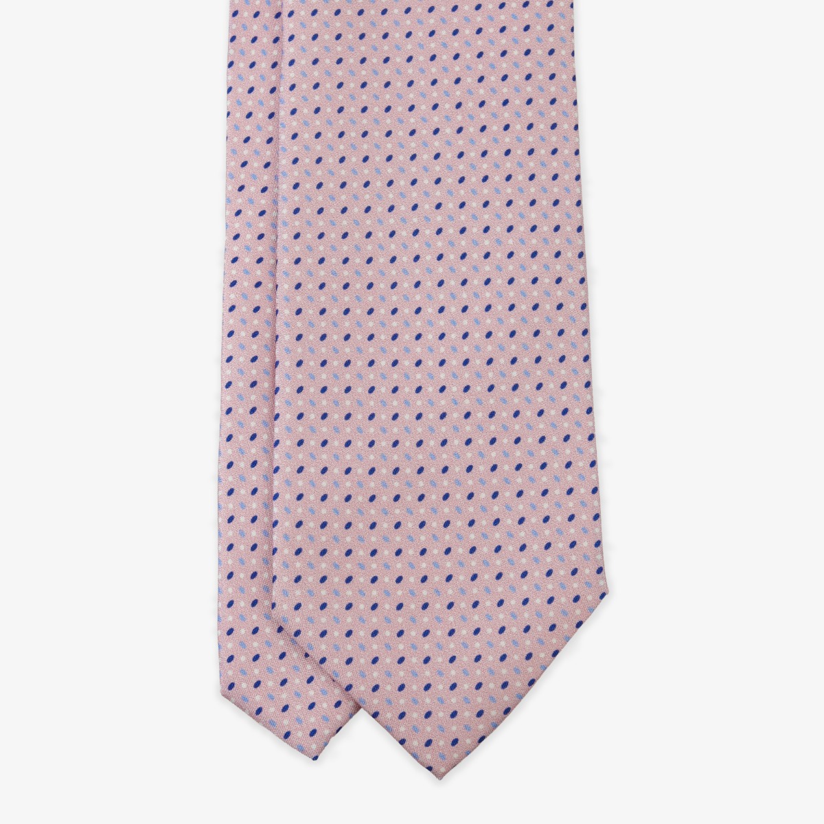 Serà Fine Silk pink silk tie with blue dots