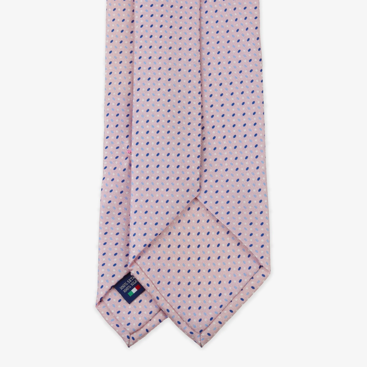 Serà Fine Silk pink silk tie with blue dots